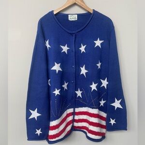 The Quacker Factory | Vintage USA Fourth of July Button Front Sweater Novelty